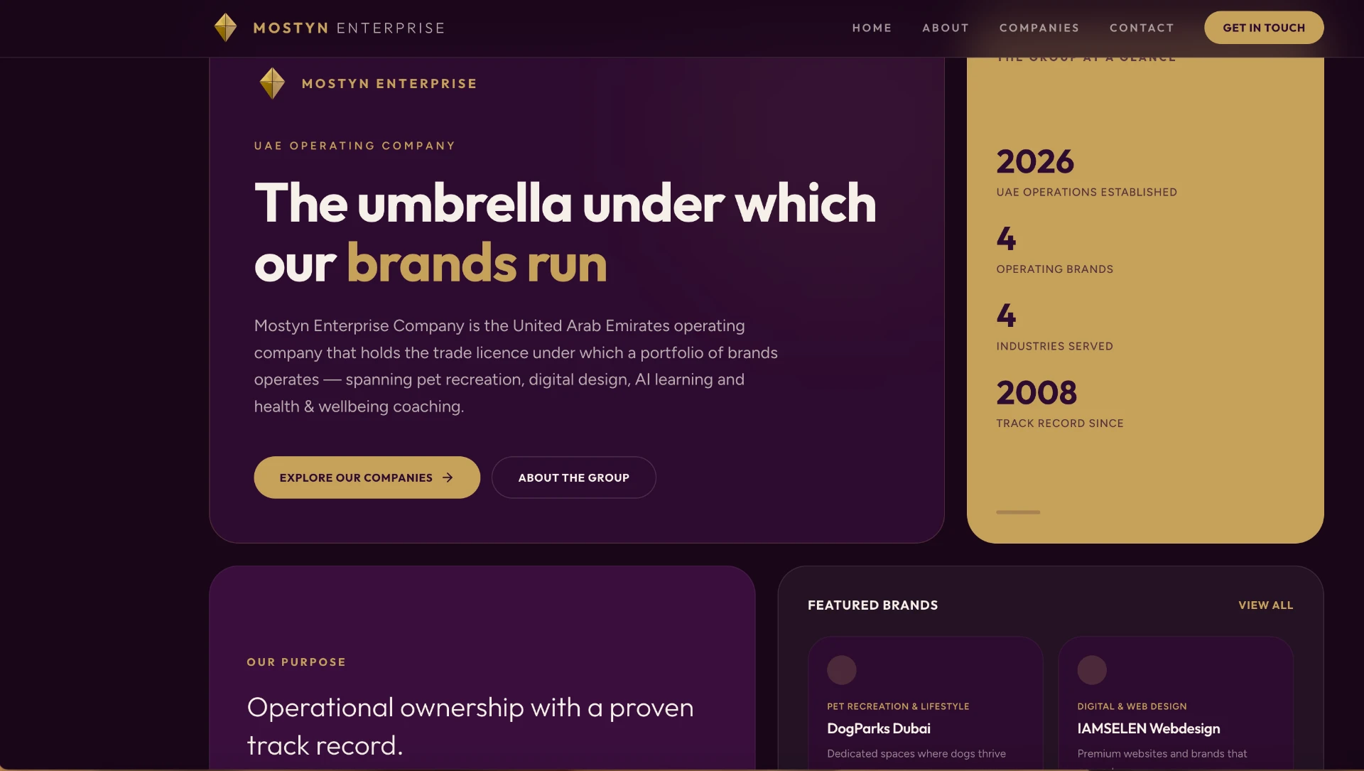 Mostyn Enterprise website design